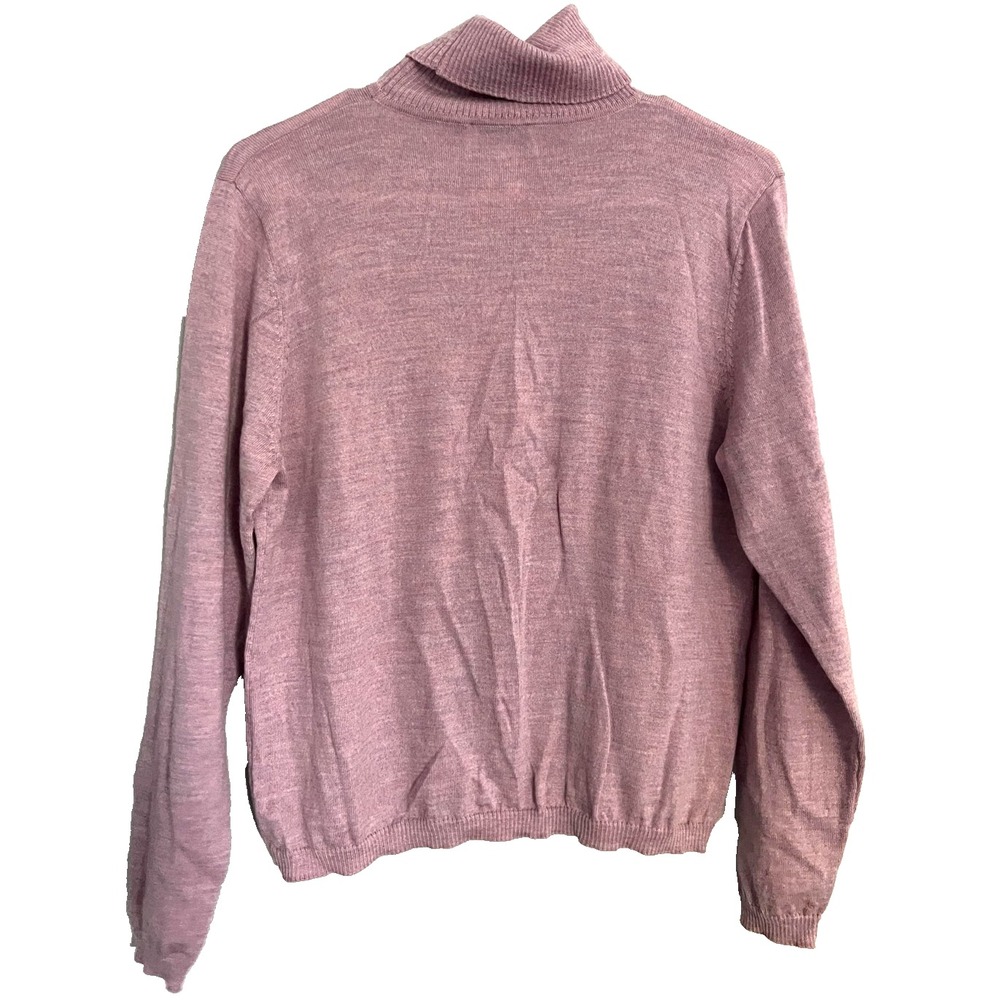 Vintage Pendleton Sweater Womens Large Petite Pink Merino Wool Turtleneck Knit